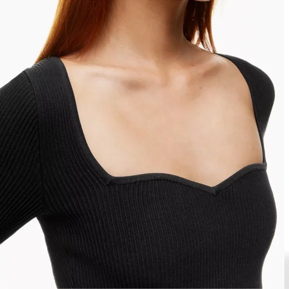 Aritzia Babaton Sculpt Knit Long Sleeve Ribbed in Black Size Large - Picture 3 of 6